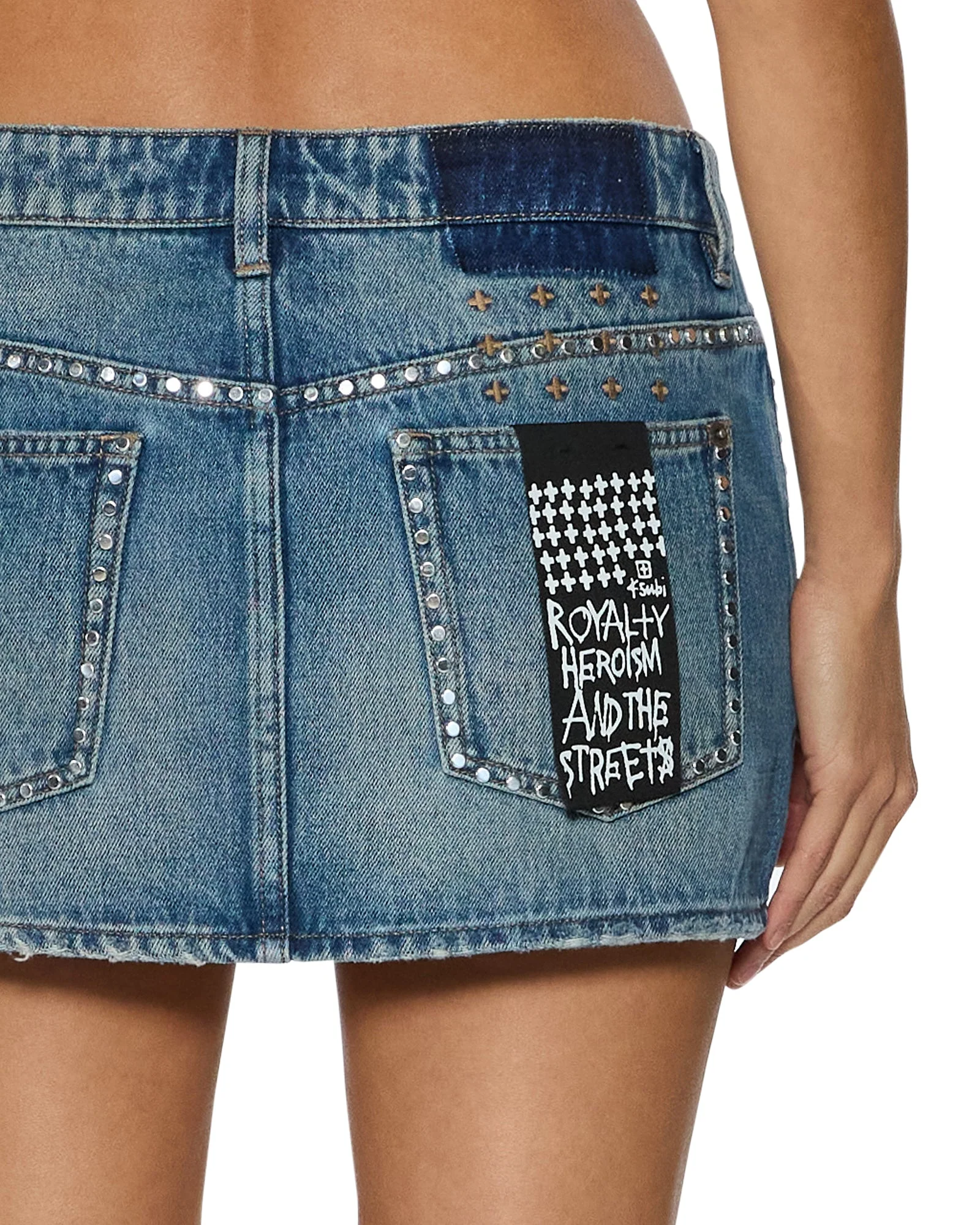 MICRO MINI SKIRT TEXAS BLUE STUDDED - Image 3